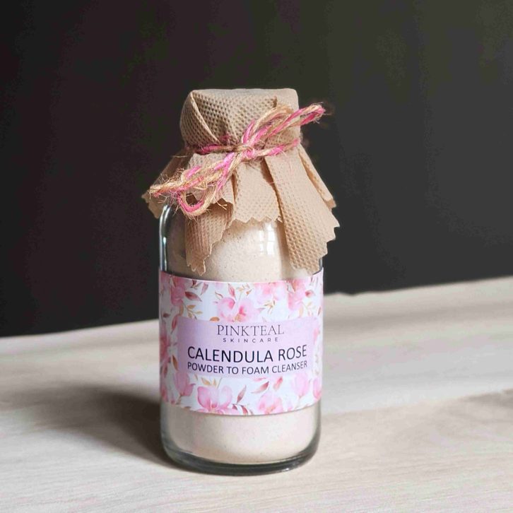 Pinkteal-calendular-rose-powder-to-foam-cleanser