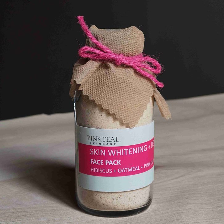Pinkteal Skin Whitening/Detanning Hibiscus + Oatmeal + Pink Clay Face pack